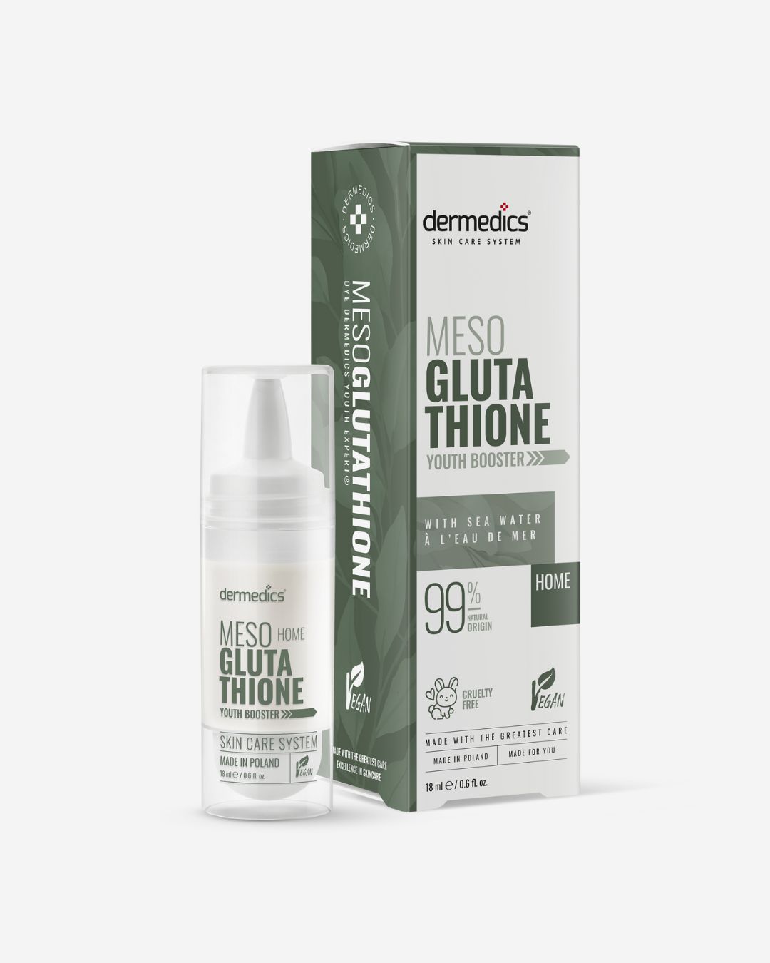 Dermedics Meso GLUTATHIONE Home 18 ml at-home glutathione mesotherapy serum with box