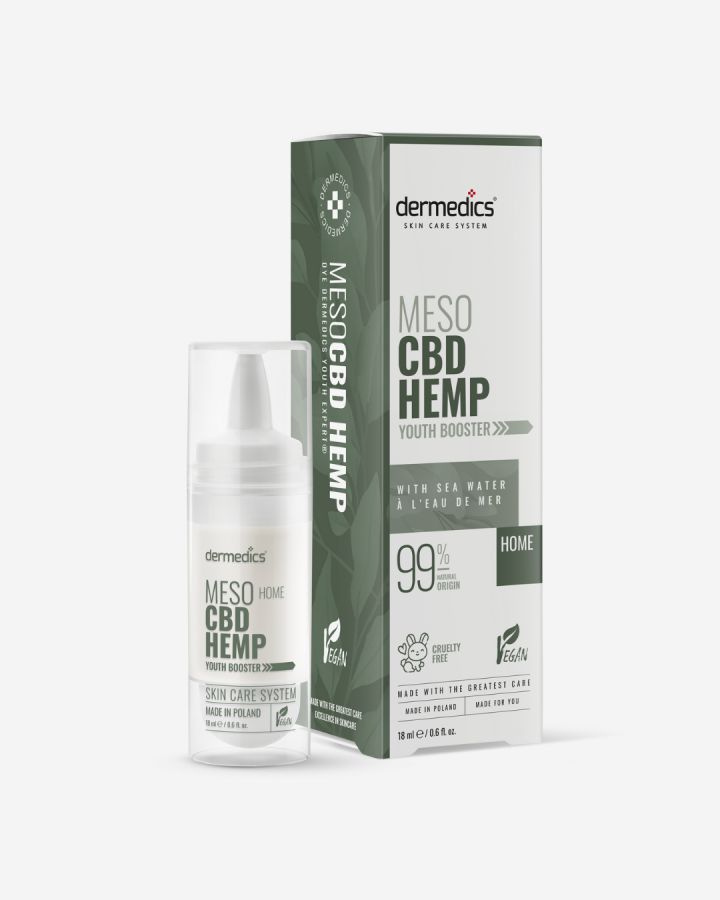 Dermedics Meso CBD HEMP Home 18 ml sérum de mesoterapia em casa com cânhamo CBD, com embalagem