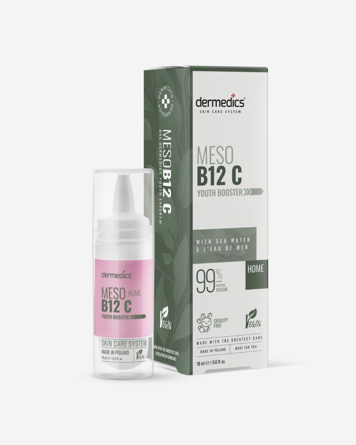 Dermedics Meso B12 C Home 18 ml sérum de mesoterapia em casa com vitaminas B12 e C, com embalagem