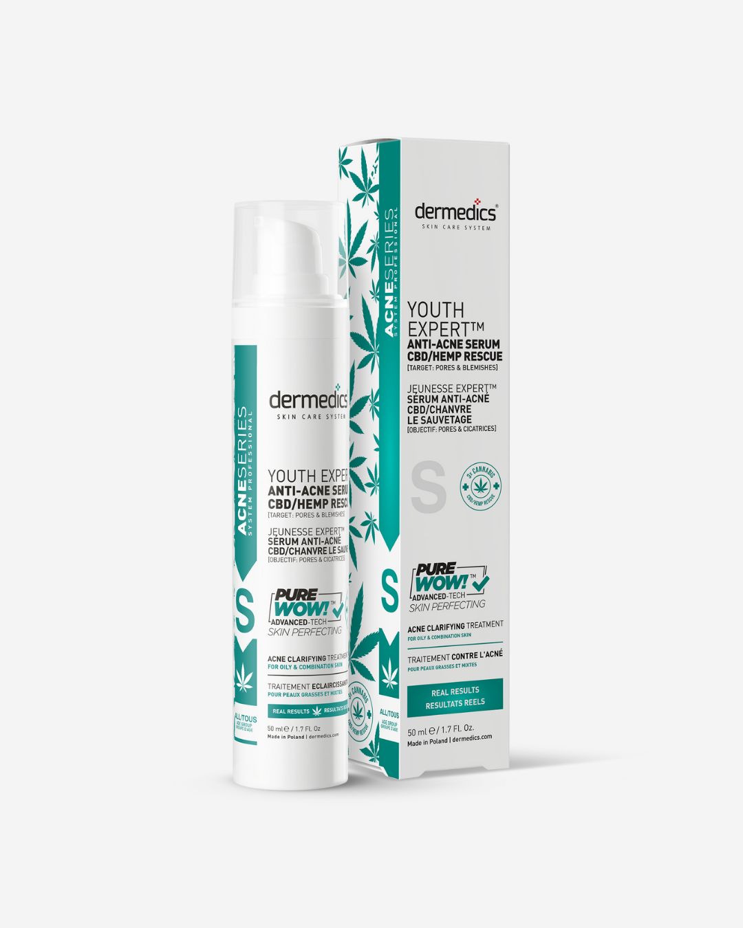 Dermedics ACNE Serum 50 ml – home-size bakuchiol serum with packaging for oily, blemish-prone skin