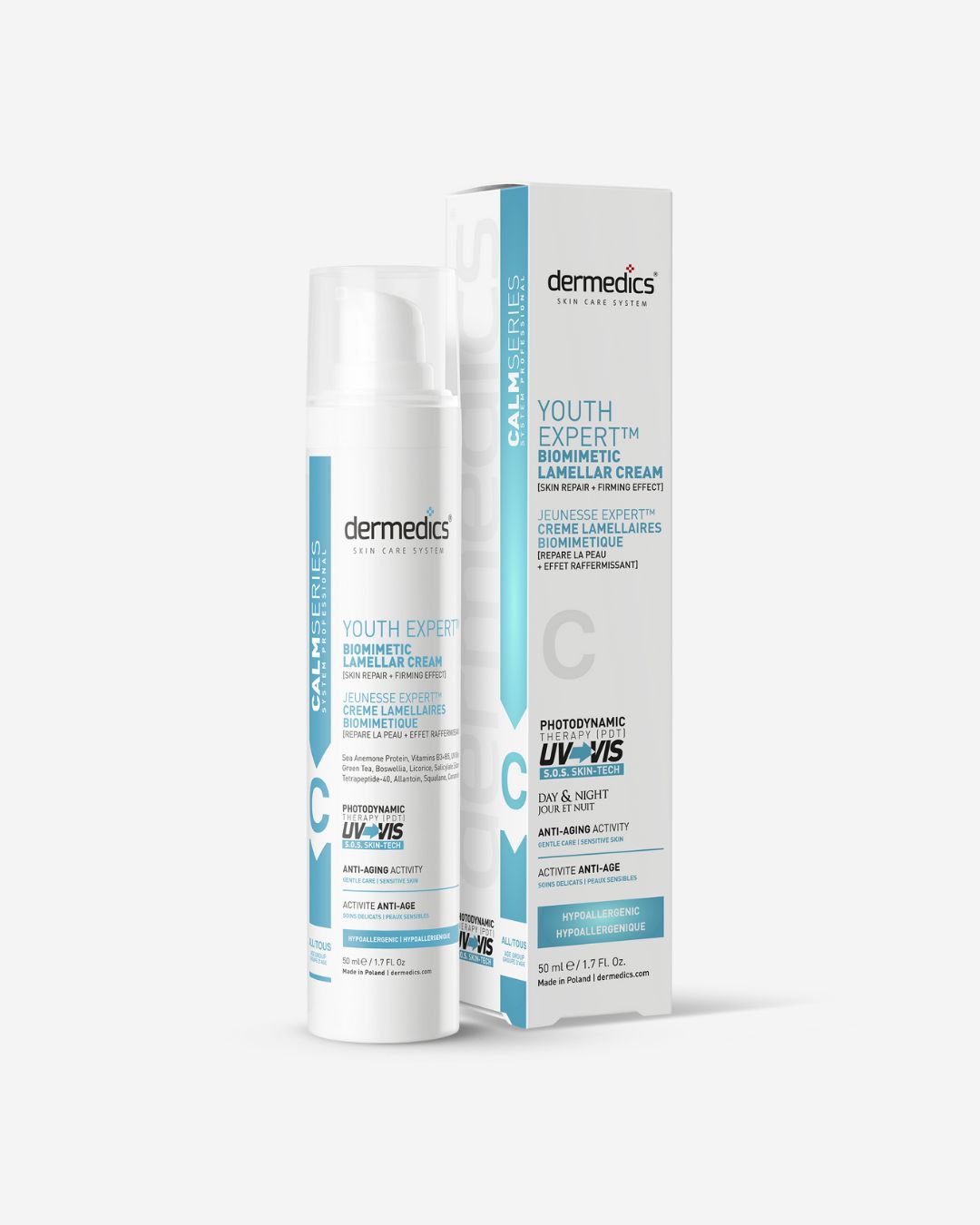 Dermedics Skincare CALM Cream 50 ml – bottle with outer packaging, biomimetic lamellar cream with ceramides for everyday