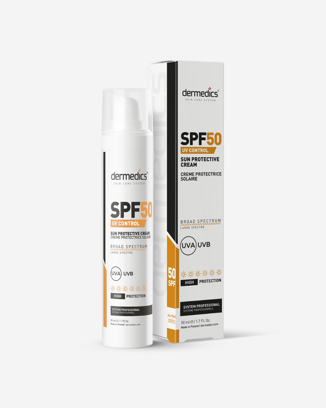 Dermedics SPF 50+ UV Control crema de protección solar 50 ml, protección alta de amplio espectro