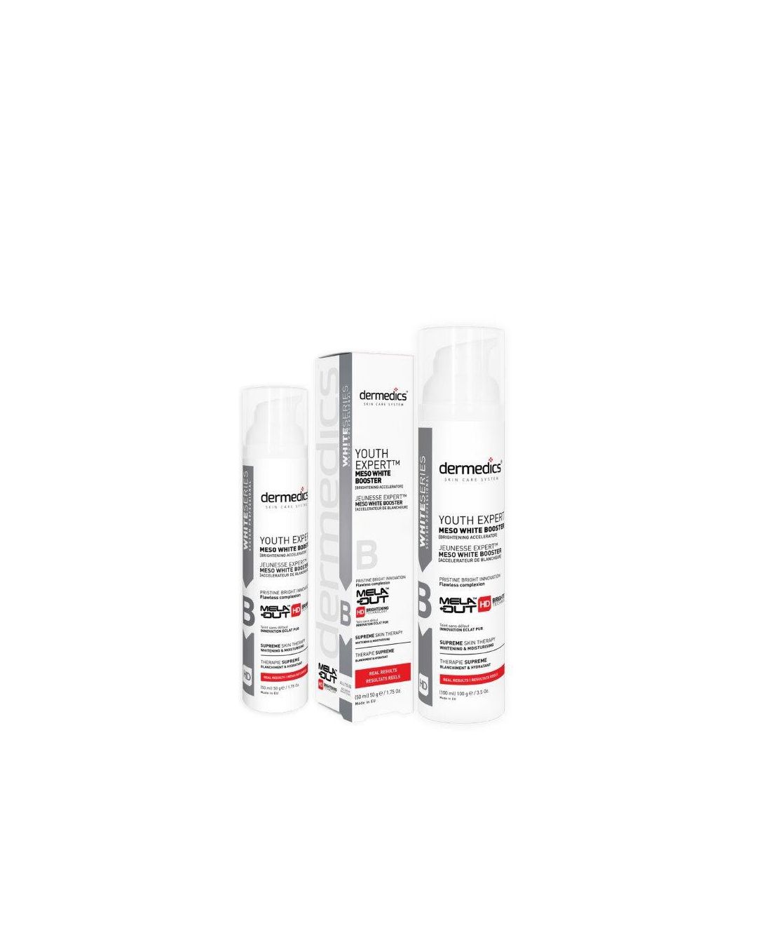 Dermedics WHITE Booster sérum iluminador concentrado para manchas, 50 ml y 100 ml