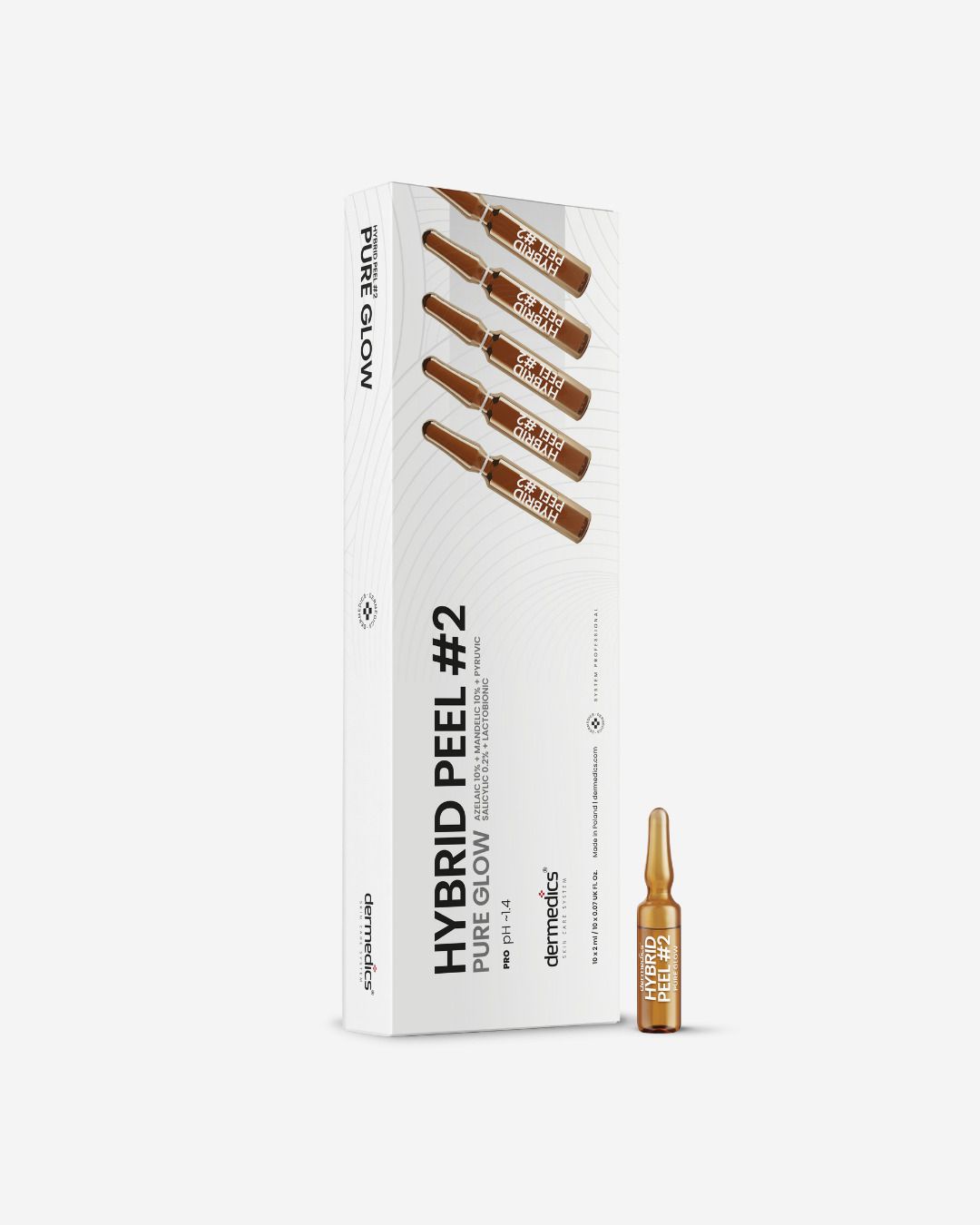 Dermedics Hybrid Peel #2 Pure Glow professional azelaic acid peel, 10 x 2 ml ampoules