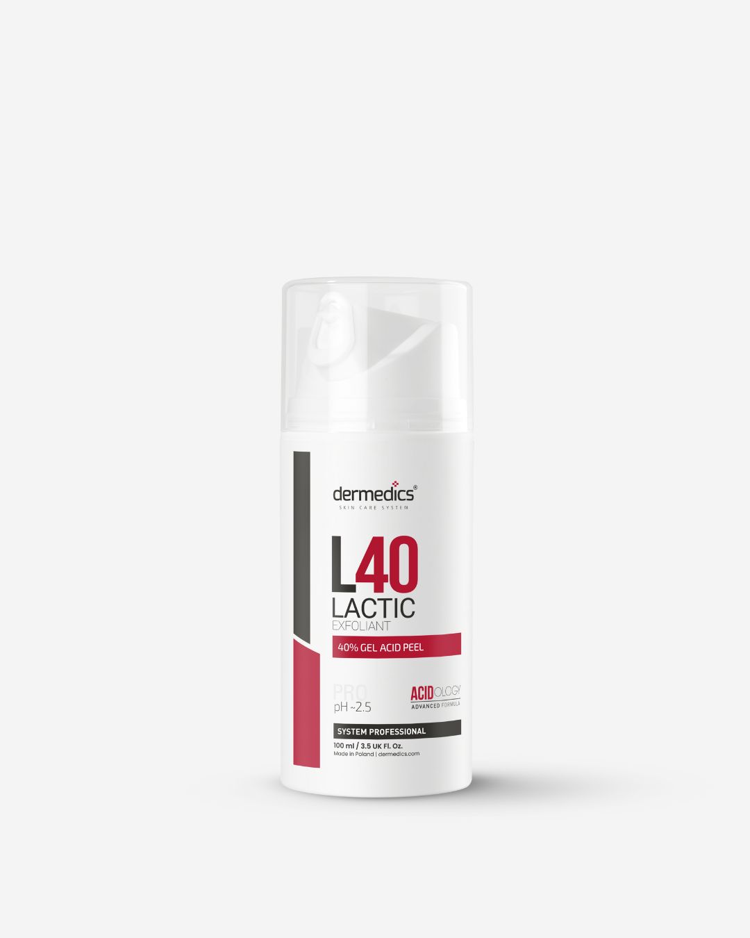 Dermedics L40 Lactic Exfoliant 100 ml, 40% lactic acid gel peel for professional use