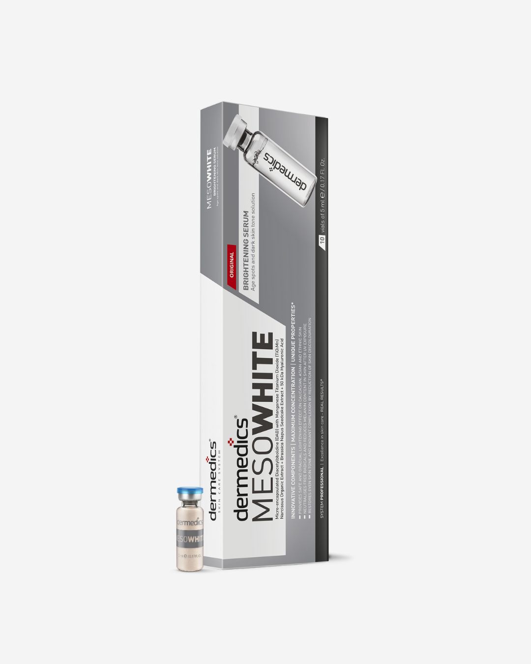 Dermedics Meso WHITE sérum iluminador BB Glow, ampollas profesionales de 10 x 5 ml
