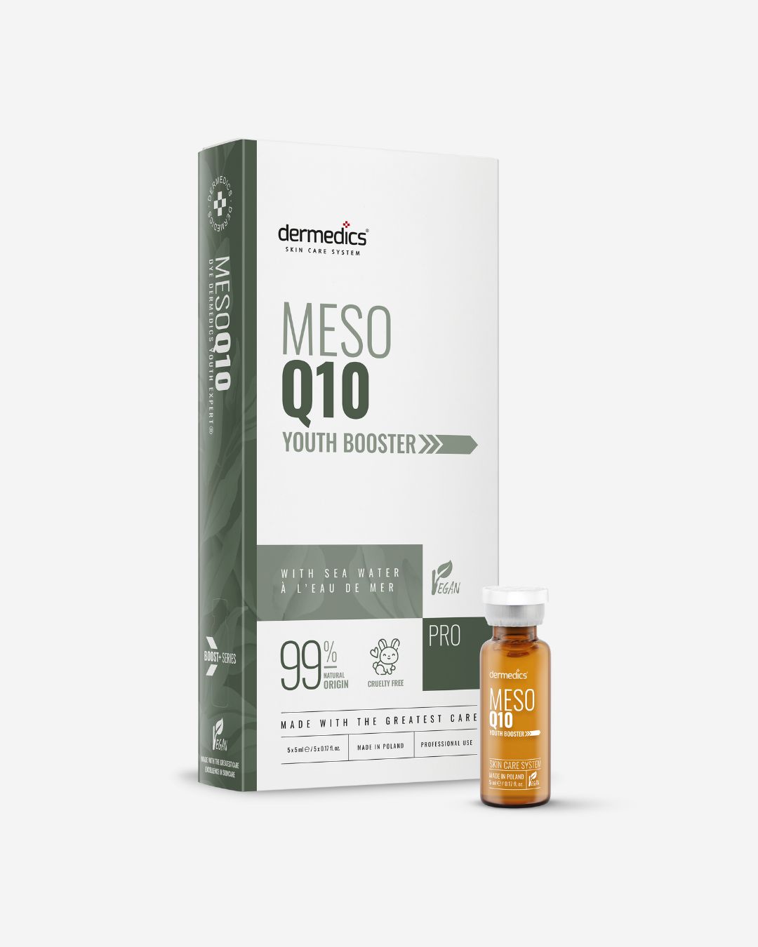 Dermedics Meso Q10 booster profesional de mesoterapia con coenzima Q10, ampollas de 5 x 5 ml